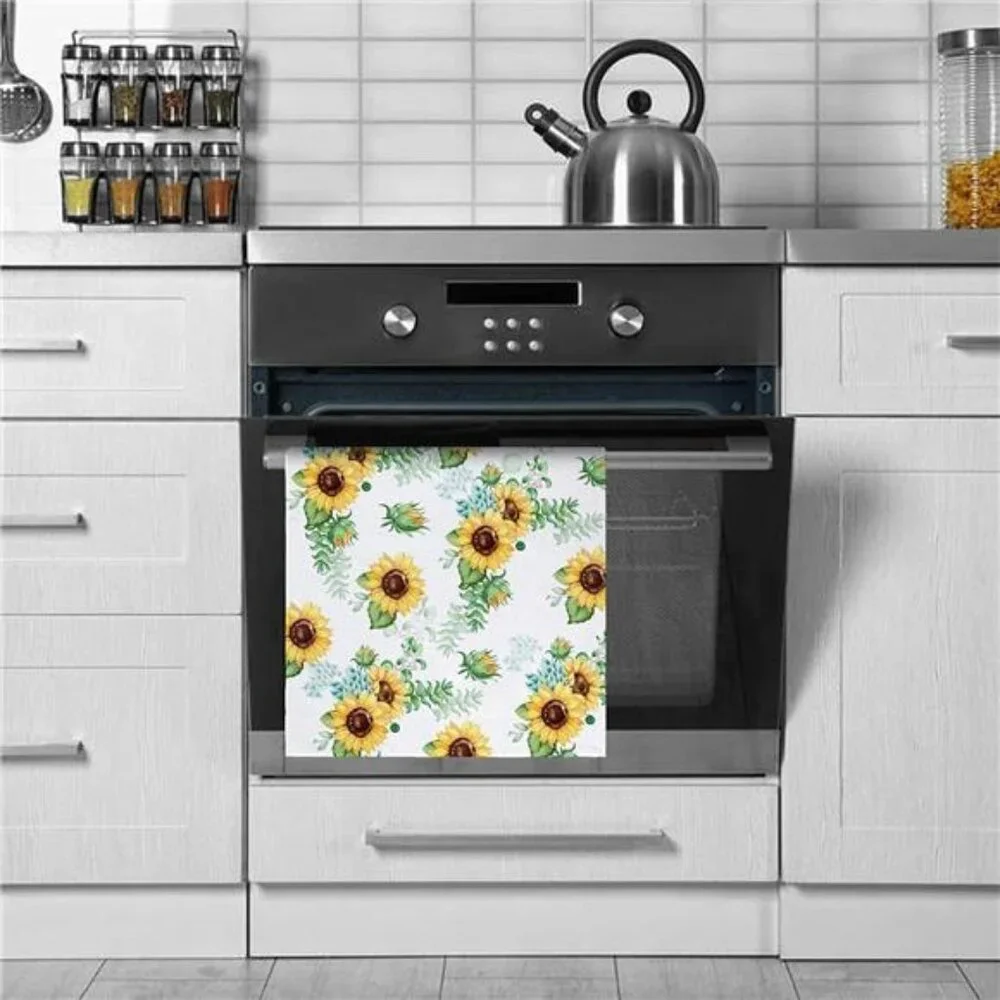 Sunny Sunflower Dish Towels Decorative Tea Towels for Kitchen